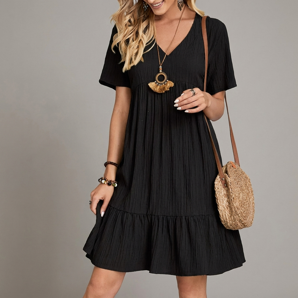 Vestito estivo casual da donna con maniche corte e vestibilità ampia
