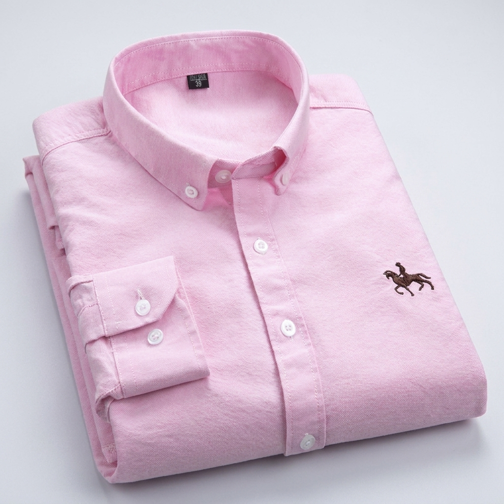 100% Cotton Oxford Shirt with Embroidered Horse Design