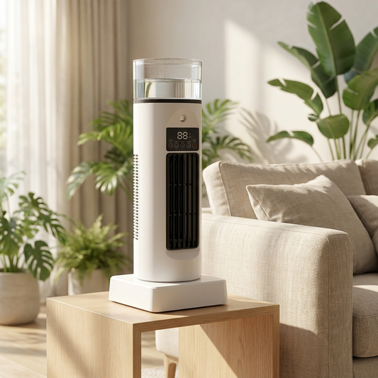 Enfriador de aire portátil para escritorio con humidificador, alimentado por USB, sin aspas, 6 velocidades, control remoto [PRE-ORDER]