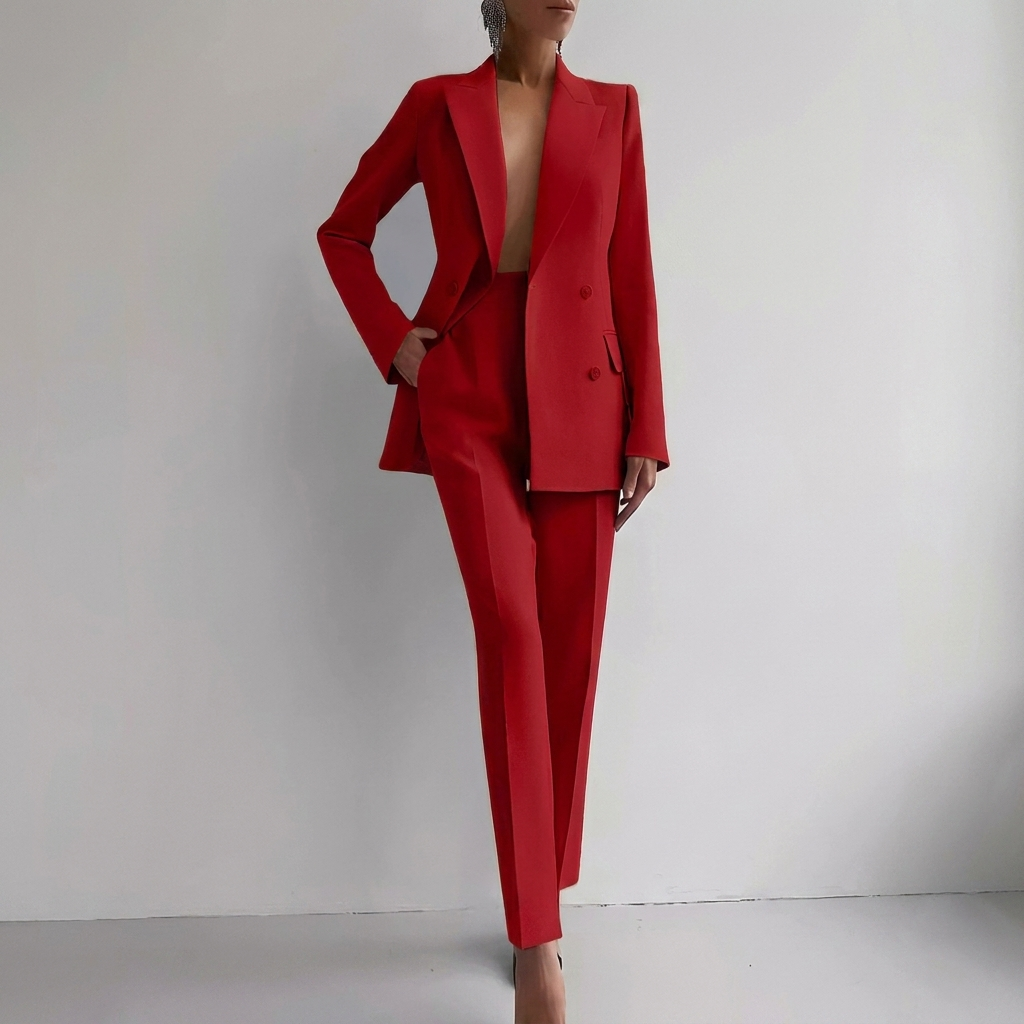 Business Women's Suit Set with Blazer and Trousers