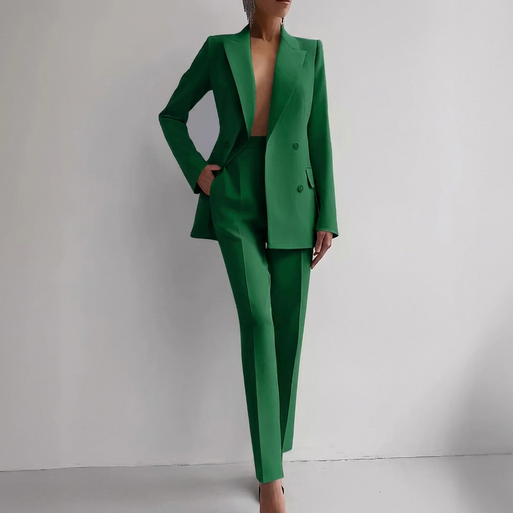 Business Women's Suit Set with Blazer and Trousers