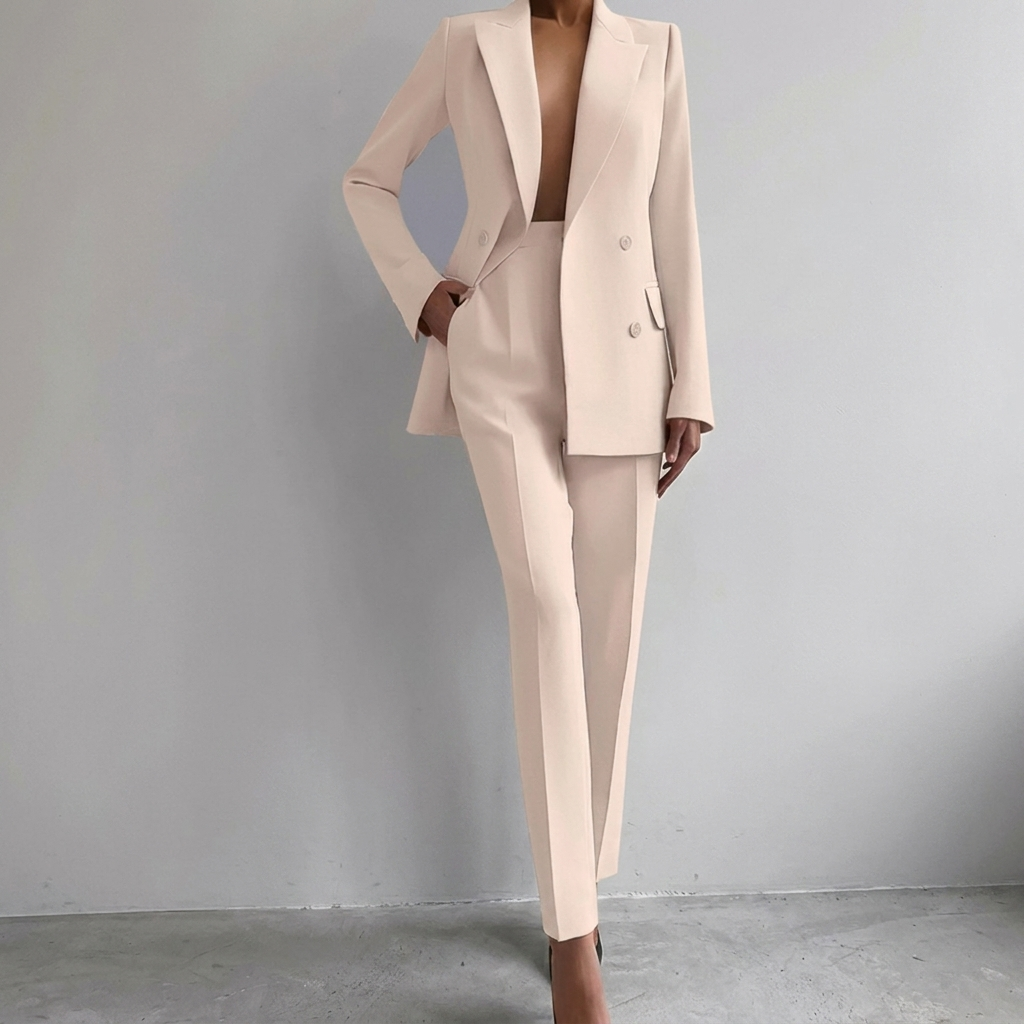 Business Women's Suit Set with Blazer and Trousers