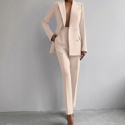 Business Women's Suit Set with Blazer and Trousers