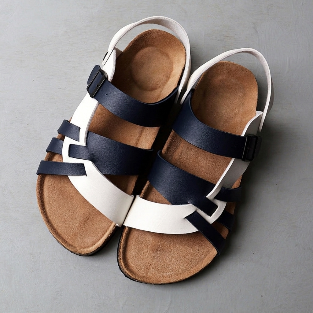 Simple Flat Cork Slippers for Men with Cutouts