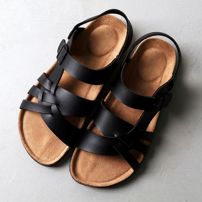 Simple Flat Cork Slippers for Men with Cutouts