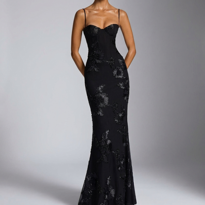 Luxury Evening Dress Floral Pattern Festive Elegant