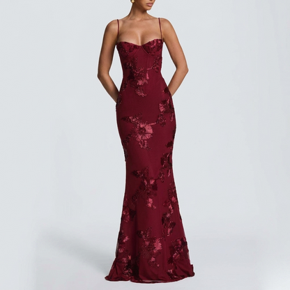 Luxury Evening Dress Floral Pattern Festive Elegant