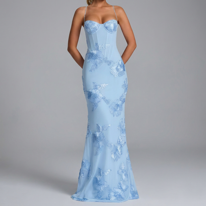 Luxury Evening Dress Floral Pattern Festive Elegant