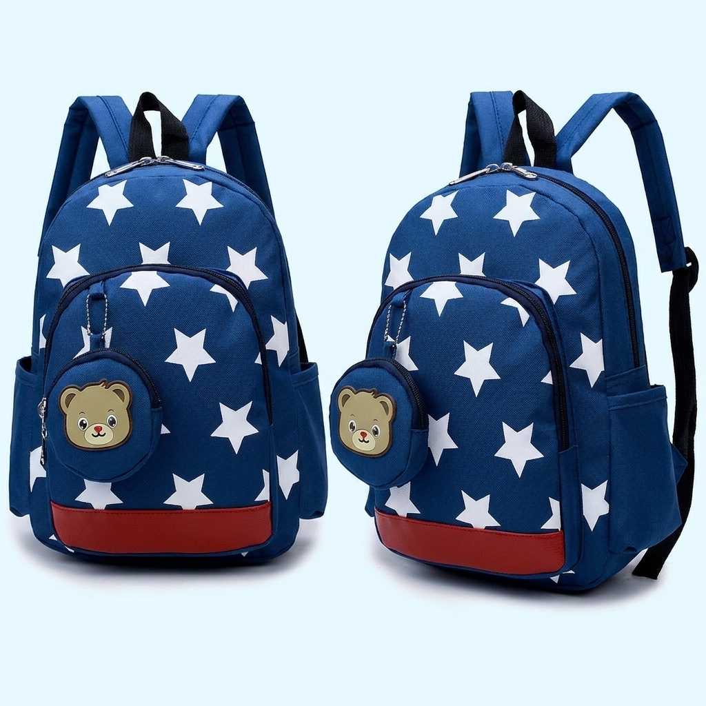 Cute Toddler Backpack with Bear Pattern