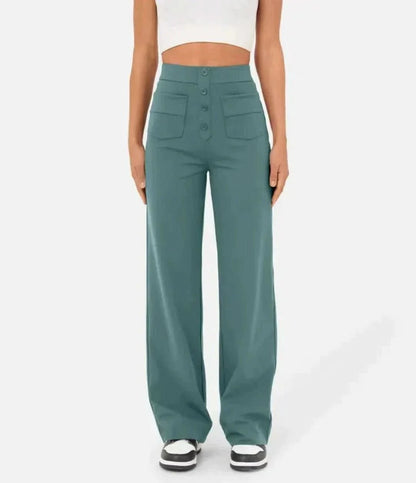 Moduza - Pantalones elásticos de cintura alta