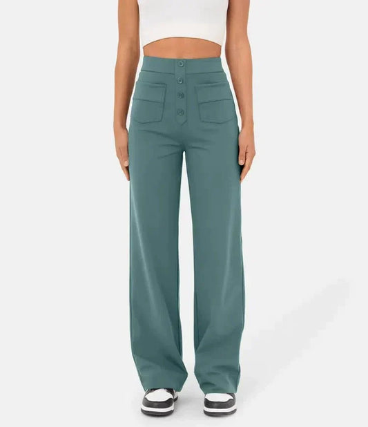 Pantalones elásticos casuales de cintura alta para mujer - Phoebe
