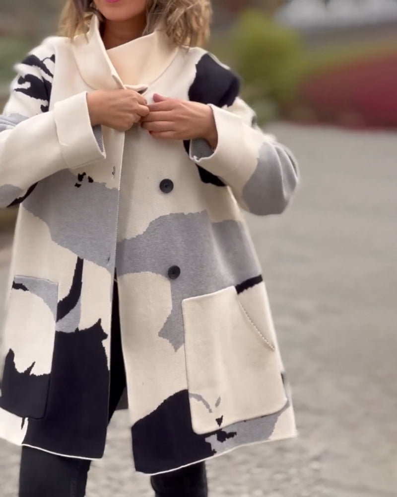 Veste tendance à manches longues avec imprimé