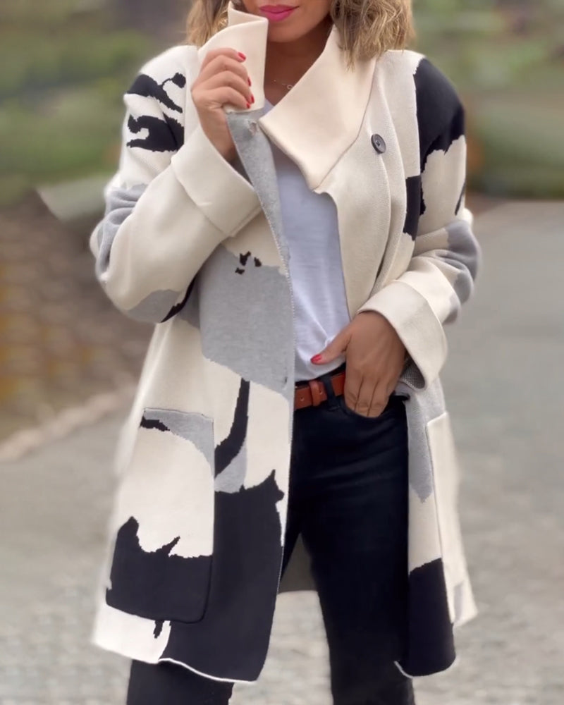 Veste tendance à manches longues avec imprimé