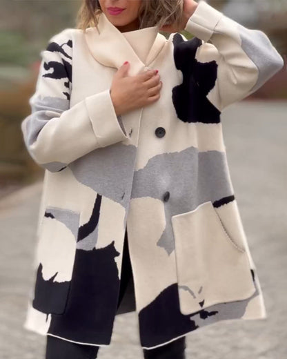 Veste tendance à manches longues avec imprimé