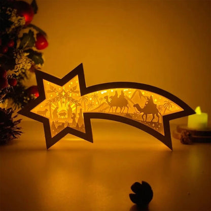 Дървена коледна лампа | LED