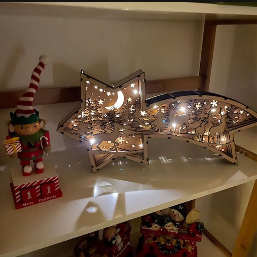 Дървена коледна лампа | LED