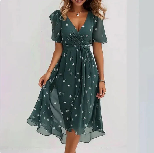 Vestido de mujer con escote en V