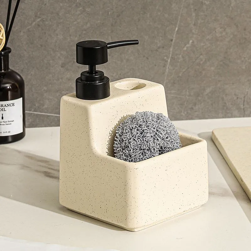 Kitchen soap dispenser with brush and sponge holder – Luxurious and practical