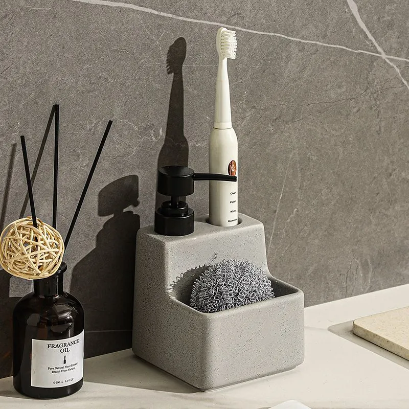 Kitchen soap dispenser with brush and sponge holder – Luxurious and practical