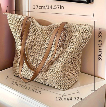 Borsa da spiaggia in paglia francese - Capiente borsa estiva intrecciata