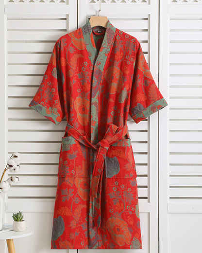 Ženski kimono-kućni ogrtač – botanički uzorak i organski pamuk