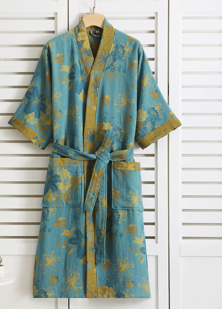 Ženski kimono-kućni ogrtač – botanički uzorak i organski pamuk