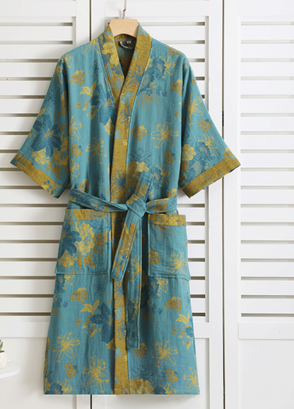 Ženski kimono-kućni ogrtač – botanički uzorak i organski pamuk