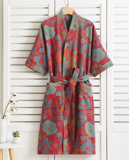 Ženski kimono-kućni ogrtač – botanički uzorak i organski pamuk