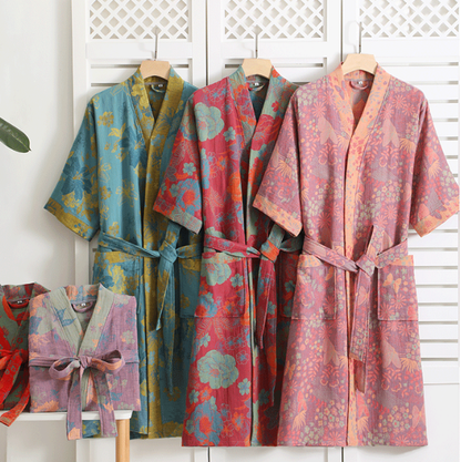Ženski kimono-kućni ogrtač – botanički uzorak i organski pamuk