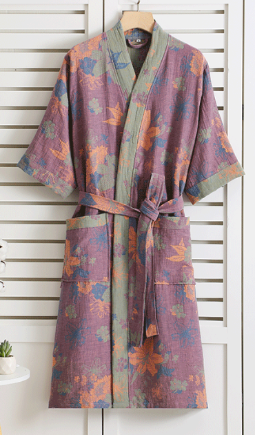 Ženski kimono-kućni ogrtač – botanički uzorak i organski pamuk