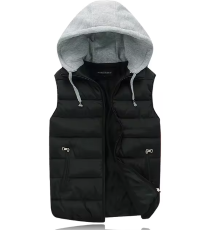 Gilet matelassé pour homme avec capuche, chaud et confortable pour un style décontracté