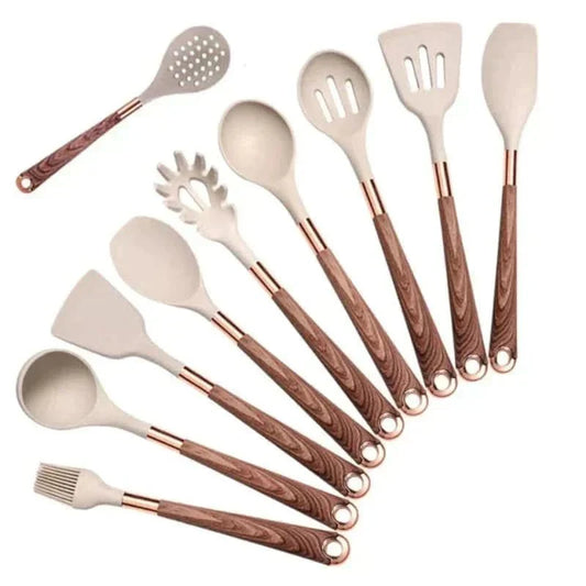 Juego de utensilios de cocina de silicona de 10 piezas – Resistente al calor y apto para el uso diario