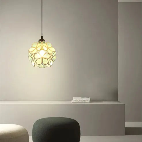 Handgefertigte Pendelleuchte aus Glas und Messing