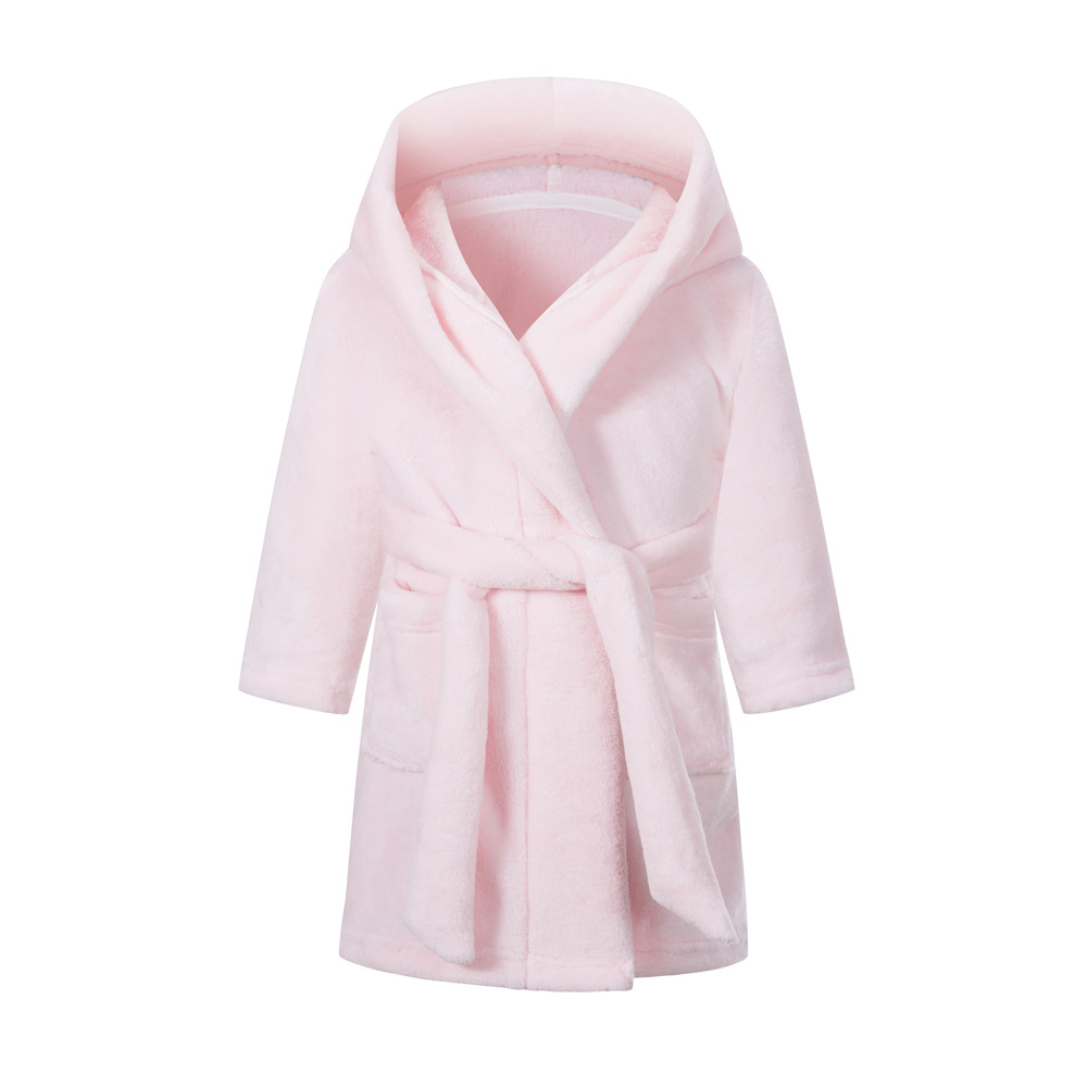 Children's Hooded Bathrobe – Soft Fleece Robe for Girls with Comfortable Fit