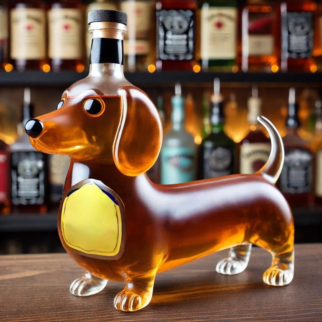 Dekoratív whisky-dekantáló kutyás motívummal – Stílusos üvegpalack az otthoni bárba