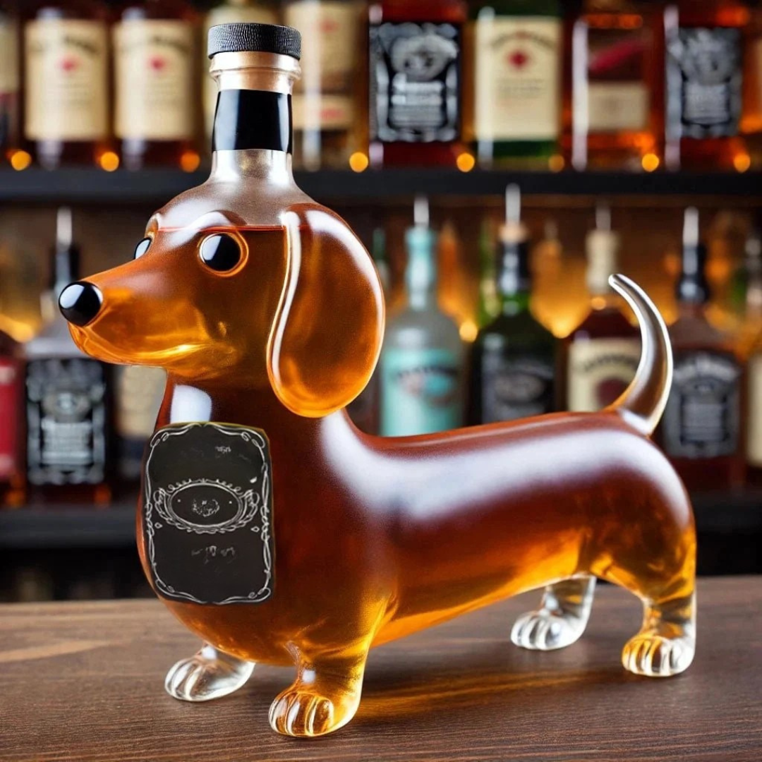 Dekoratív whisky-dekantáló kutyás motívummal – Stílusos üvegpalack az otthoni bárba