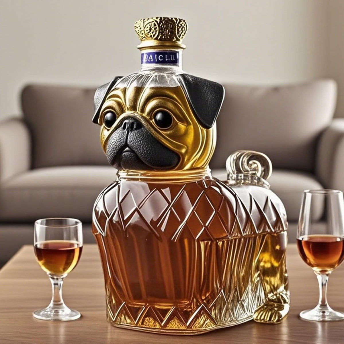 Dekoratív whisky-dekantáló kutyás motívummal – Stílusos üvegpalack az otthoni bárba
