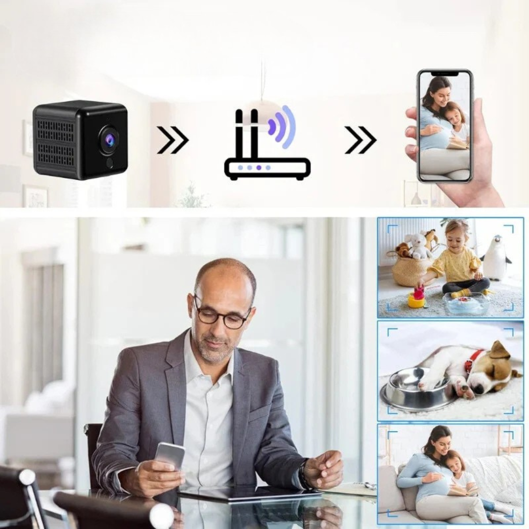 Mini cámara de seguridad inalámbrica - compacta y elegante para la vigilancia del hogar