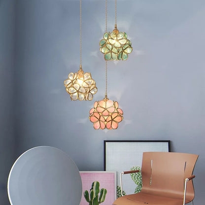 Lampă suspendată din sticlă în formă de floare, design nordic