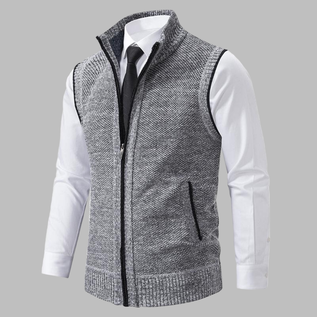 Classic Knitted Zip-Up Gilet for Men