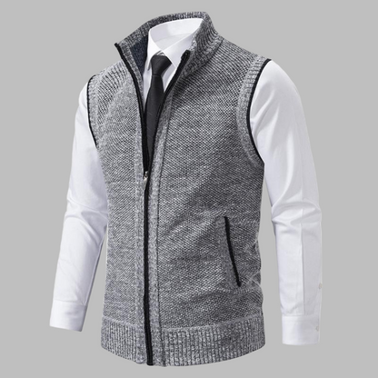 Classic Knitted Zip-Up Gilet for Men