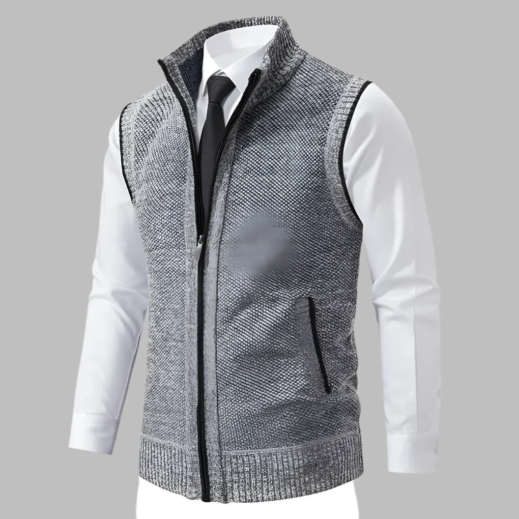 Men's Knitted Jumper with Full Zip Closure