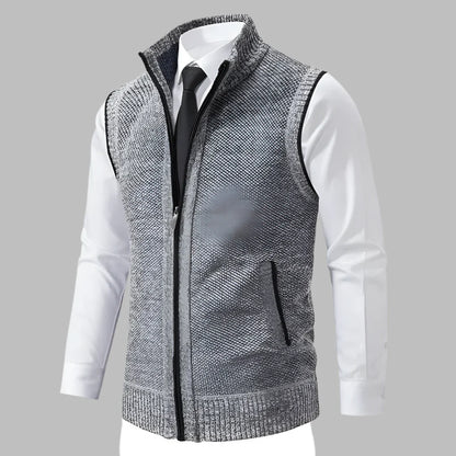 Men's Knitted Jumper with Full Zip Closure