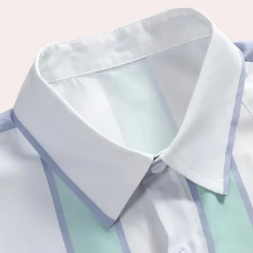 Trendy Striped Men's Shirt with Short Sleeves