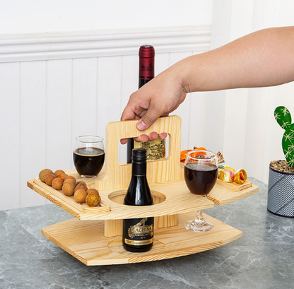 Elegant Oak Picnic Wine Table – Compact & Versatile