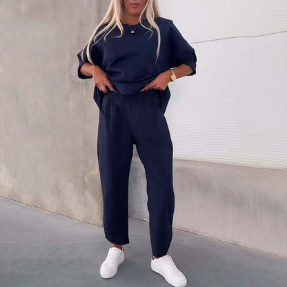 Ladies' Relaxed Two-Piece Set with Loose Top and Pockets