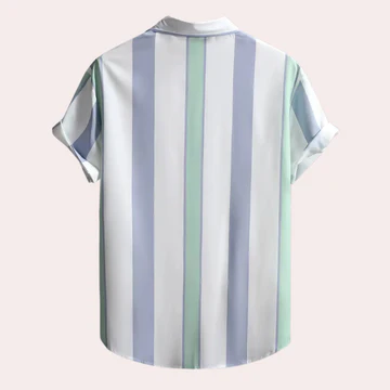 Trendy Striped Men's Shirt with Short Sleeves