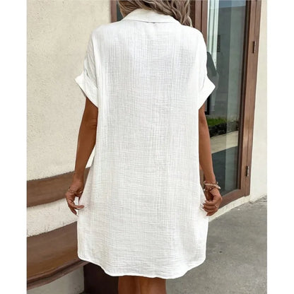 Light Summer Dress with Collar and Pockets for Women Casual Chic