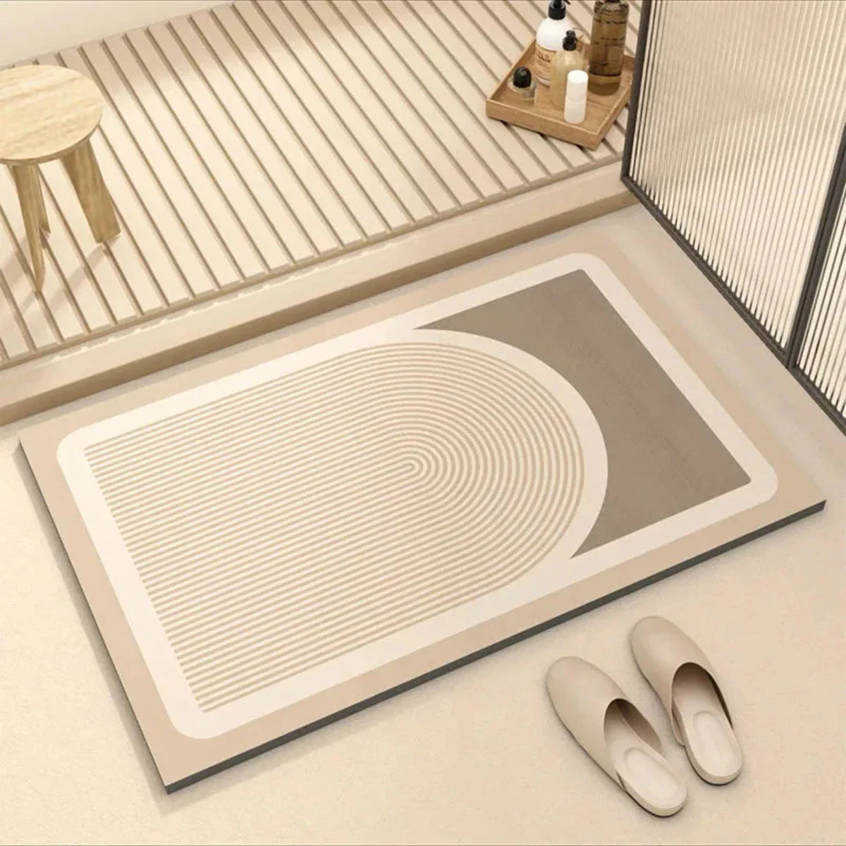 Sneldrogende badmat met antisliponderkant voor een veilige badkamer
