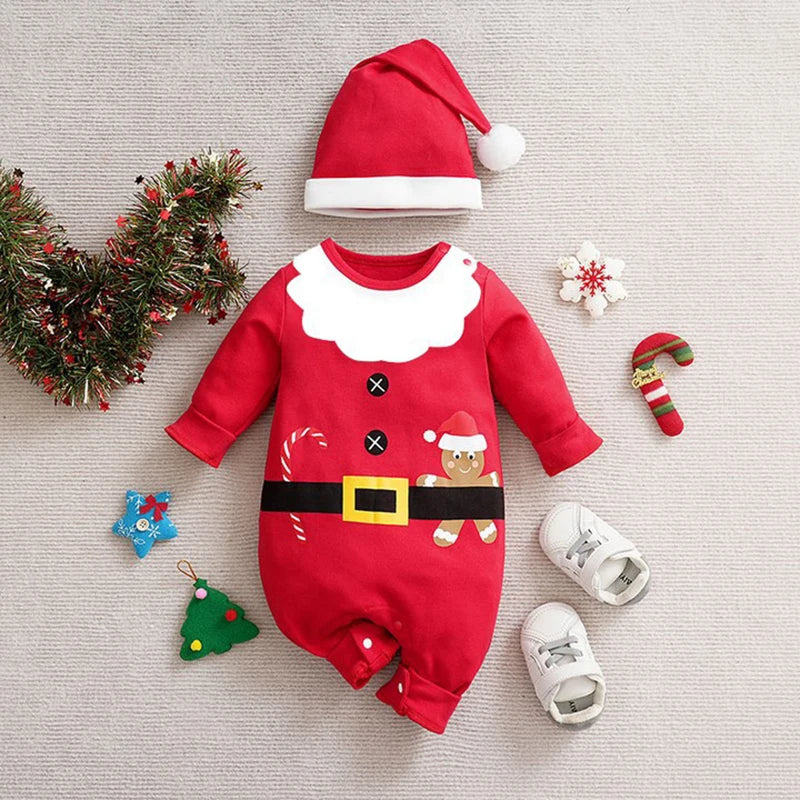 Primeiro conjunto de Natal do bebé - Fato de Pai Natal e duende (0-18M)
